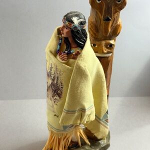 Native American Figurine Ashton Drake Al Agnew Spirit of Wolf Guiding Woman